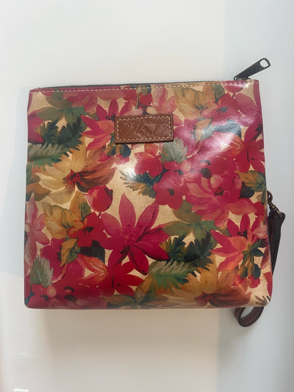 Patricia Nash Vintage Valarie Floral Fold Over Leather Wristlet Clutch Handbag - Picture 2 of 15
